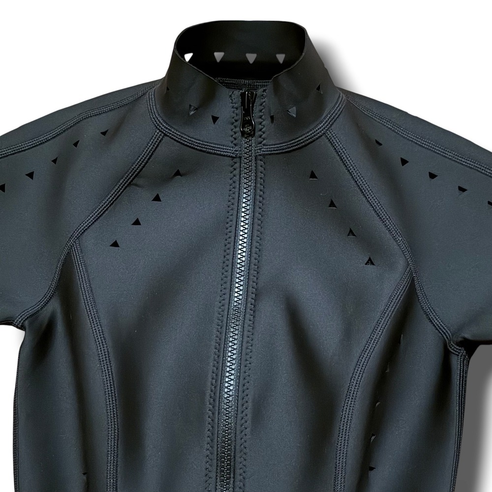 Long Sleeve Black One-Piece Zip Front Swimsuit - Picture 2 of 5